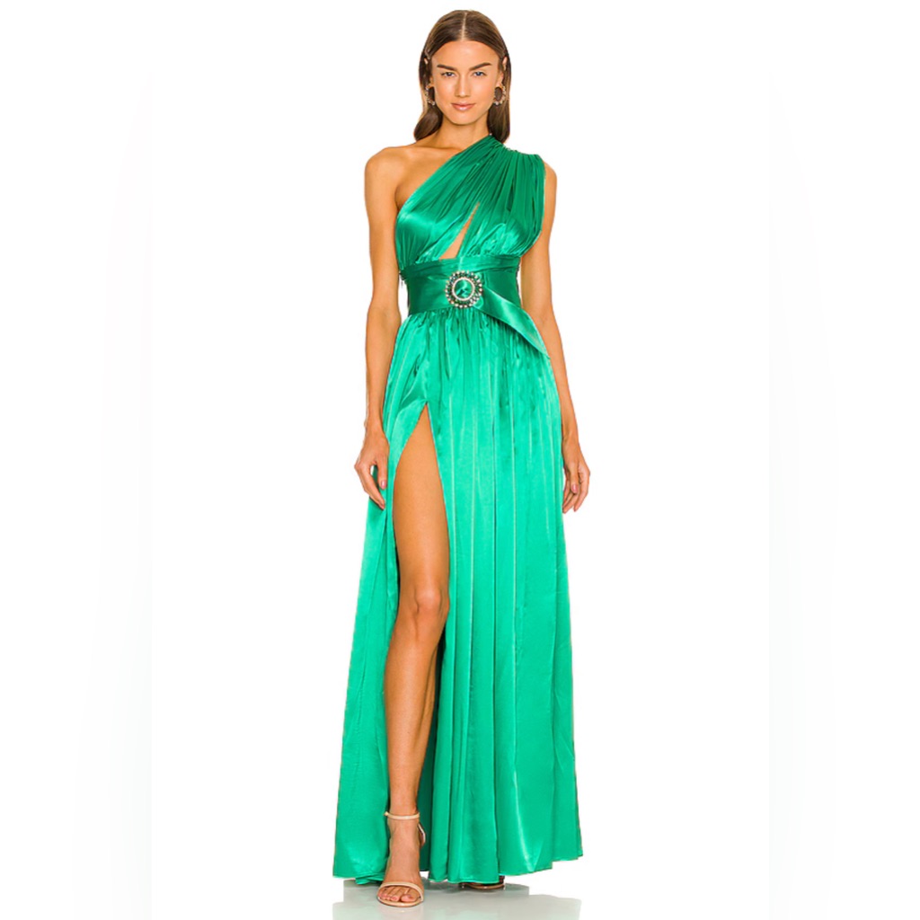 Bronx And Banco One Shoulder Slit Cut Out Belted Camilla Gown Size 4 $780